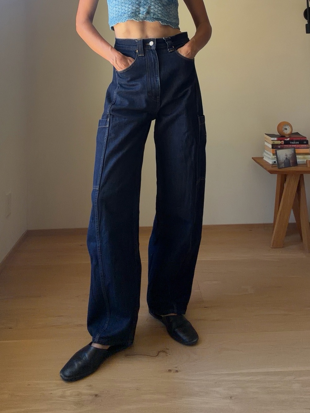 High-Rise Wide Leg Dark Blue Jeans - Classic Flare